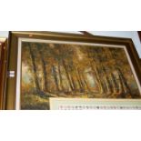 Contemporary school - Woodland scene, oil on canvas, indistinctly signed lower right,
