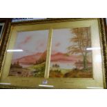 Fred Stafford - Pair; Derwent Water and Coniston Water, watercolours, in single gilt gesso frame,