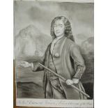 Portrait of the Honorable Edward Vernon - monochrome watercolour, one other of Sir Robert Harland,