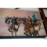 20th century North African school - Arab men on camels, oil on canvas,