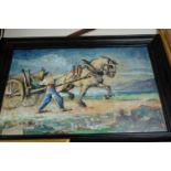 Continental School - Horse and cart scene, mixed media, signed with monogram SM, dated '29,