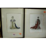 After S Wale Esq - George III, and one other of Oliver Cromwell, pair, hand coloured engravings,