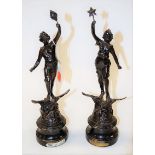 A pair of early 20th century Continental spelter figures,