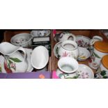 Two boxes of assorted Portmeirion tablewares, to include; jug and bowl in the Pamona pattern,