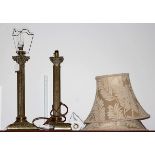 A pair of modern brass Corinthian column table lamp bases,