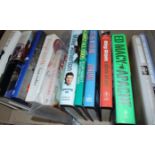 A box of miscellaneous books, mainly being hardbook sporting biographies,