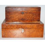 A Victorian walnut tea caddy, of typical rectangular form,