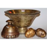 An early 20th century brass table bowl, of good size,