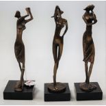 Three contemporary bronze figures,