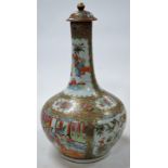 A 19th century Chinese Canton famille rose vase and cover, of mallet form,