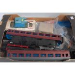 3 boxes containing a quantity of Novo Big Big Train accessories and track,