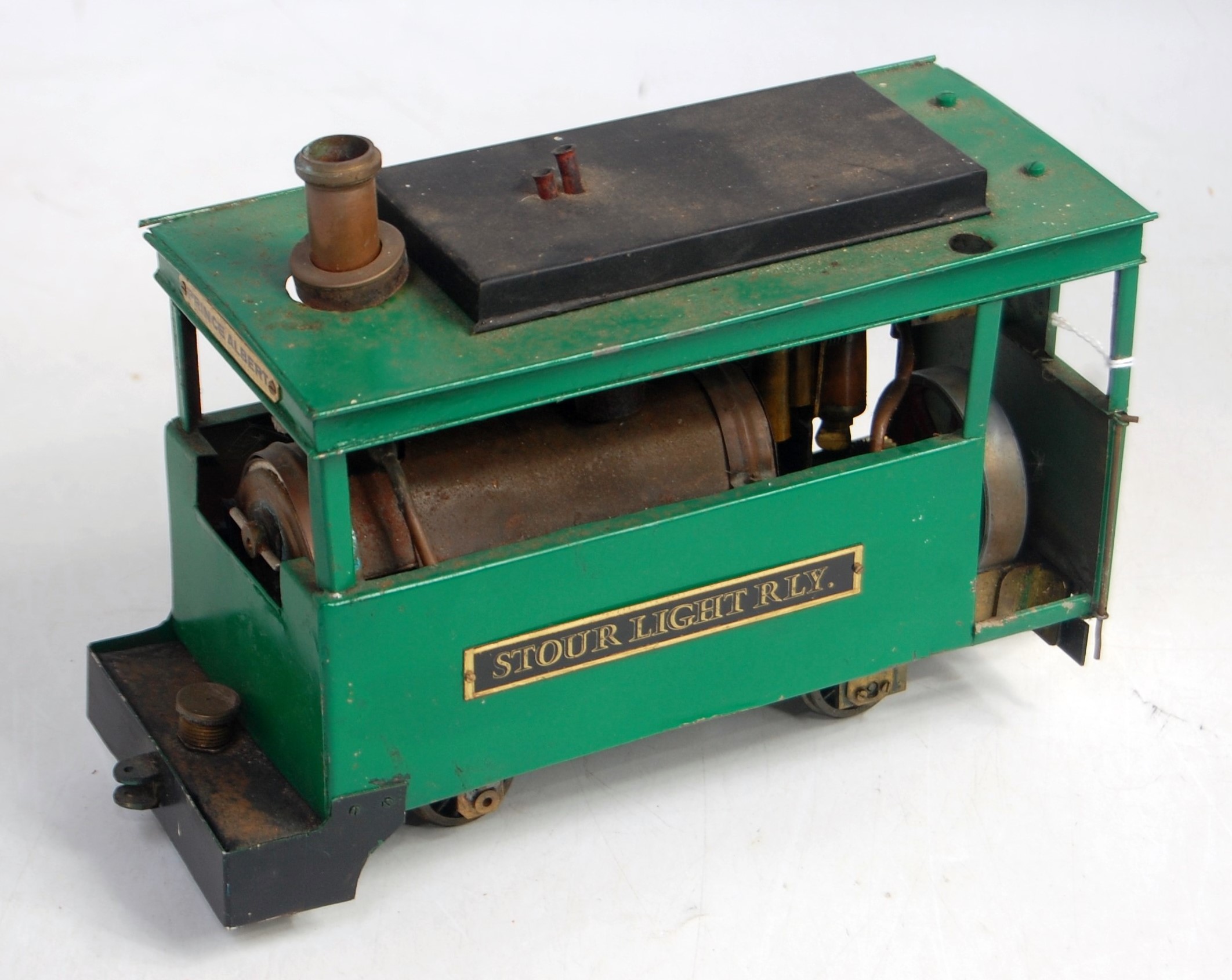 A scratch built Stour Light Railway live steam 040 tram comprising brass boiler with single