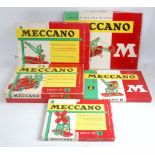 Meccano circa 1960 outfits Nos 1, 2, 3, 4 and 6.