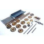 Small selection of 1908-1910 Meccano parts, including six tunnel,