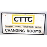 Aluminium sign with CTTG Logo and Channel Tunnel Trackwork group,