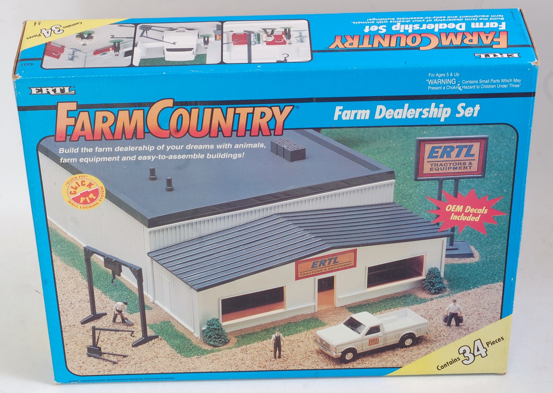 An ERTL Farm Country boxed set titled Farm Dealership set comprising 34 various components,