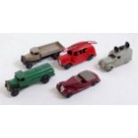 Five various loose Dinky Toys, diecast vehicles to include fire engine, loudspeaker van,