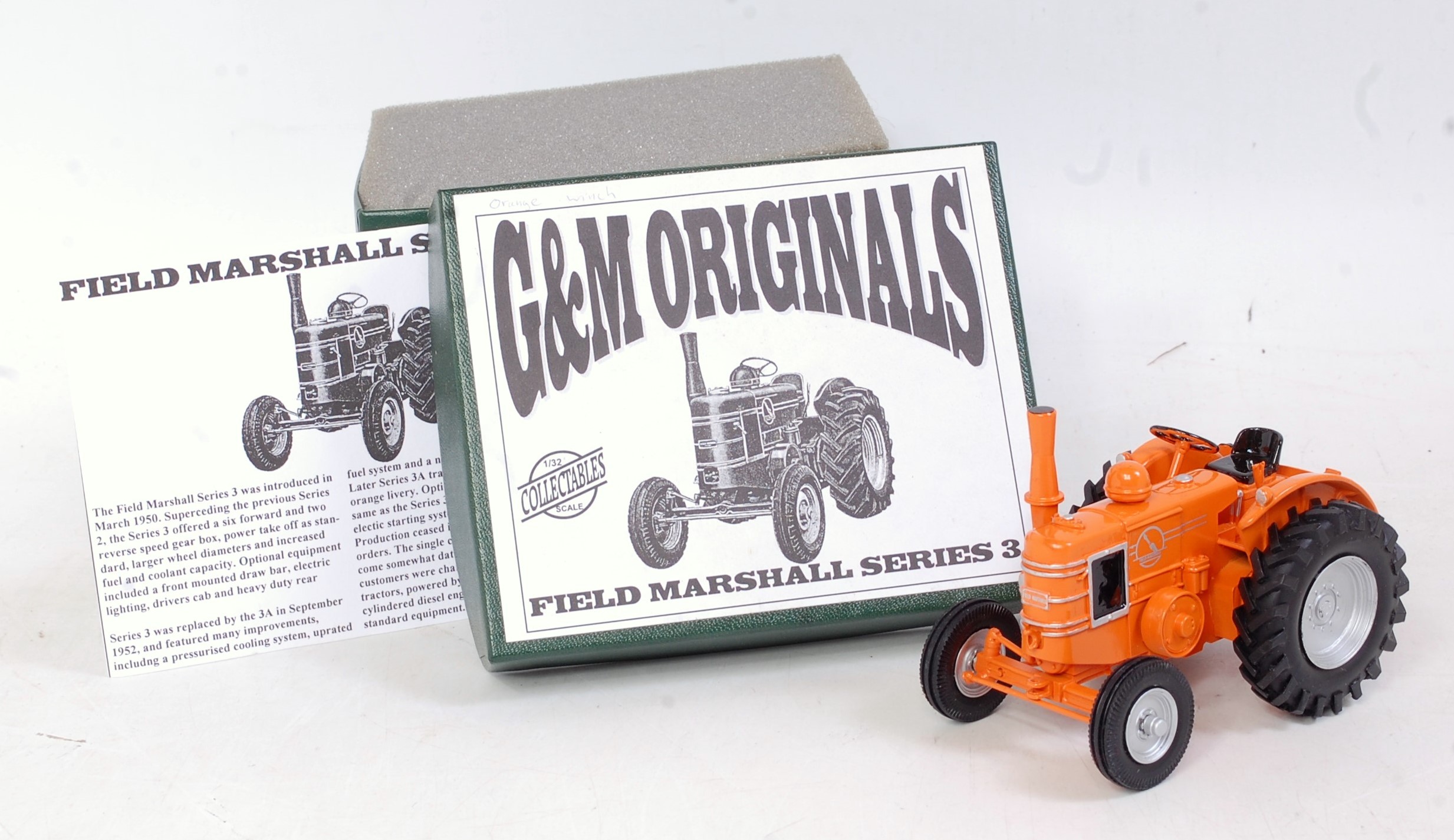 A G&M Originals 1/32 scale white metal and resin model of a Field Marshall series 3 tractor,