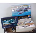 Nine various boxed plastic saloon and aircraft kits, all appear as issued, in original boxes,