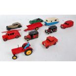 Ten various loose playworn Dinky Toys diecast models, to include a pre-war taxi, Lagonda,