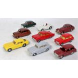 9 various repainted/re conditions vintage diecast to include Spot-On, Dinky Toys, and Crescent Toys,