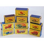 10 various loose Matchbox 1/75 series, empty boxes to include No.