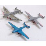 Three various playworn Dinky Toys aircraft to include No.