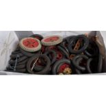One box containing a quantity of loose Meccano spare tyres and hubs,