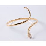 A 14ct diamond set upper arm snake bangle,