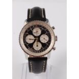 A gents steel Breitling Navitimer Twin Sixty chronograph wristwatch, with 24-hour hand,