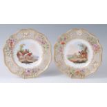 A pair of late 19th century Dresden cabinet plates in the manner of Carl Thieme of Potschappel,