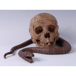 A human skull, of considerable age,