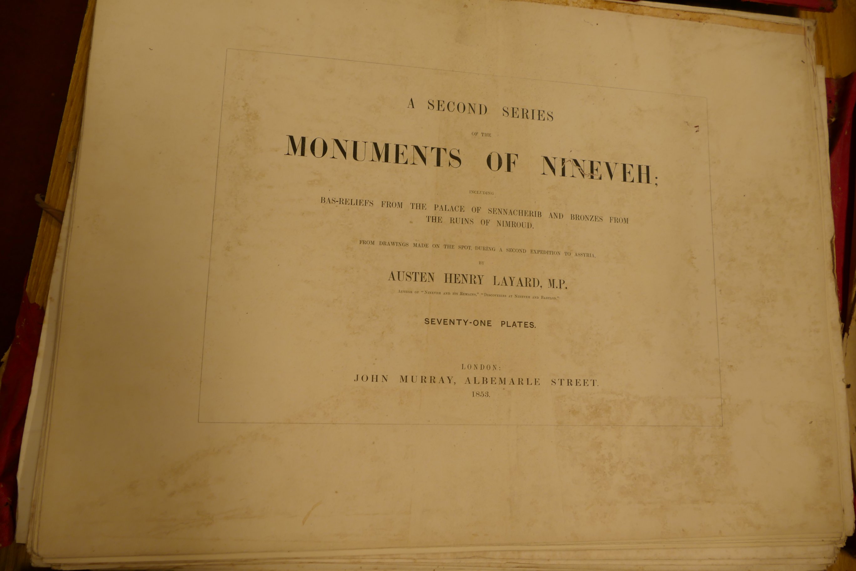 LAYARD, Austen Henry Sir, The Monuments of Nineveh, Series I and II, London 1849-53, folio, - Image 11 of 20