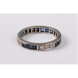 A sapphire and diamond eternity ring,