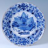 An 18th century English Delft pottery plate,