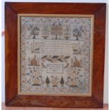 A William IV needlework, verse and picture sampler, by Mary Ann Andrews, aged 11 years, dated 1832,