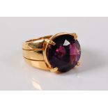 An amethyst dress ring, the round amethyst, approx. 14.