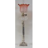 An Edwardian silver Corinthian column table lamp by Mappin & Webb,