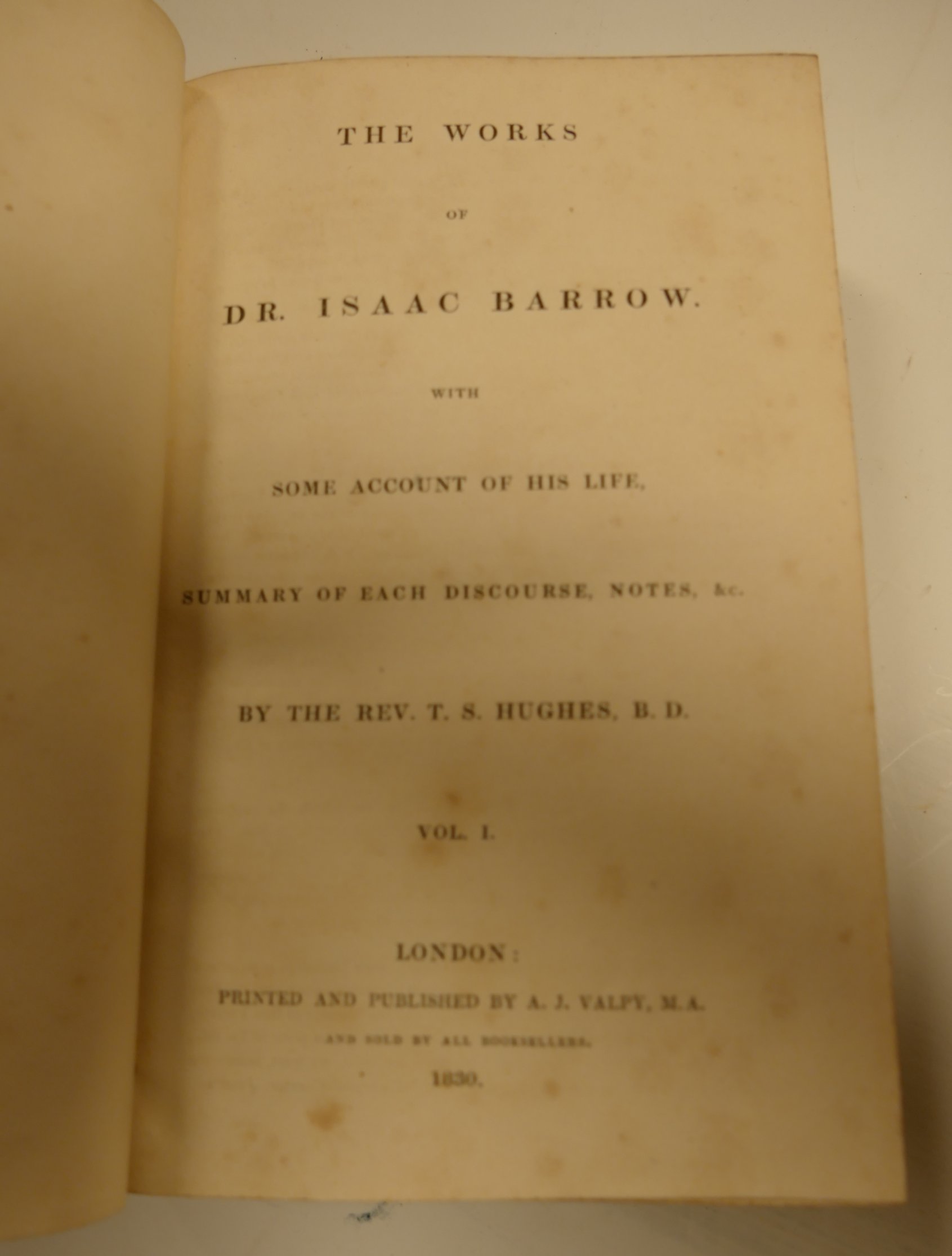 BARROW, Isaac, Works, London 1830, 7 vols. - Image 3 of 4