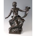 Georges Bareau (French 1866-1931) - a large bronze figure of Maiden l'Histoire,