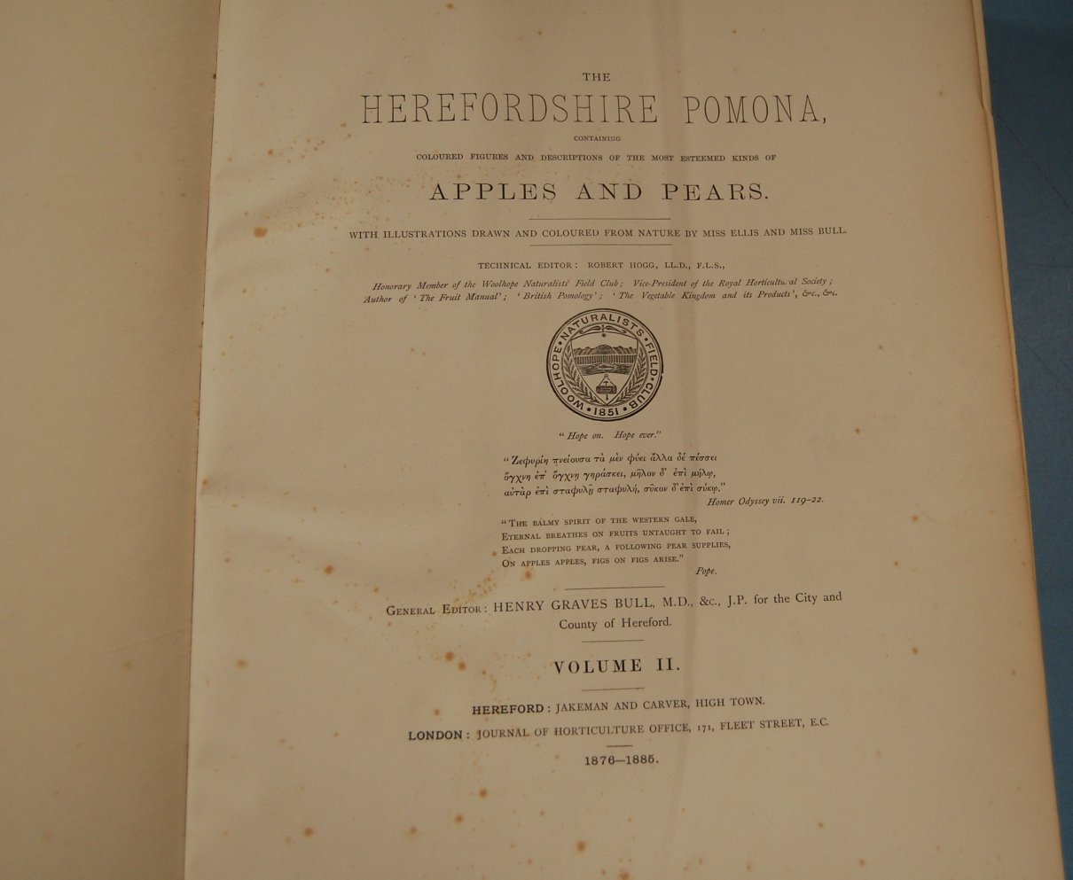 BULL Henry Graves, The Herefordshire Pomona, Hereford and London 1876-1885, 2vols folio, - Image 3 of 26