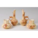 A matched pair of Royal Worcester blush ware vases, shape No. 991, h.7.
