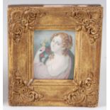 Early 19th century school - Half-length portrait of a Princess holding flowers,