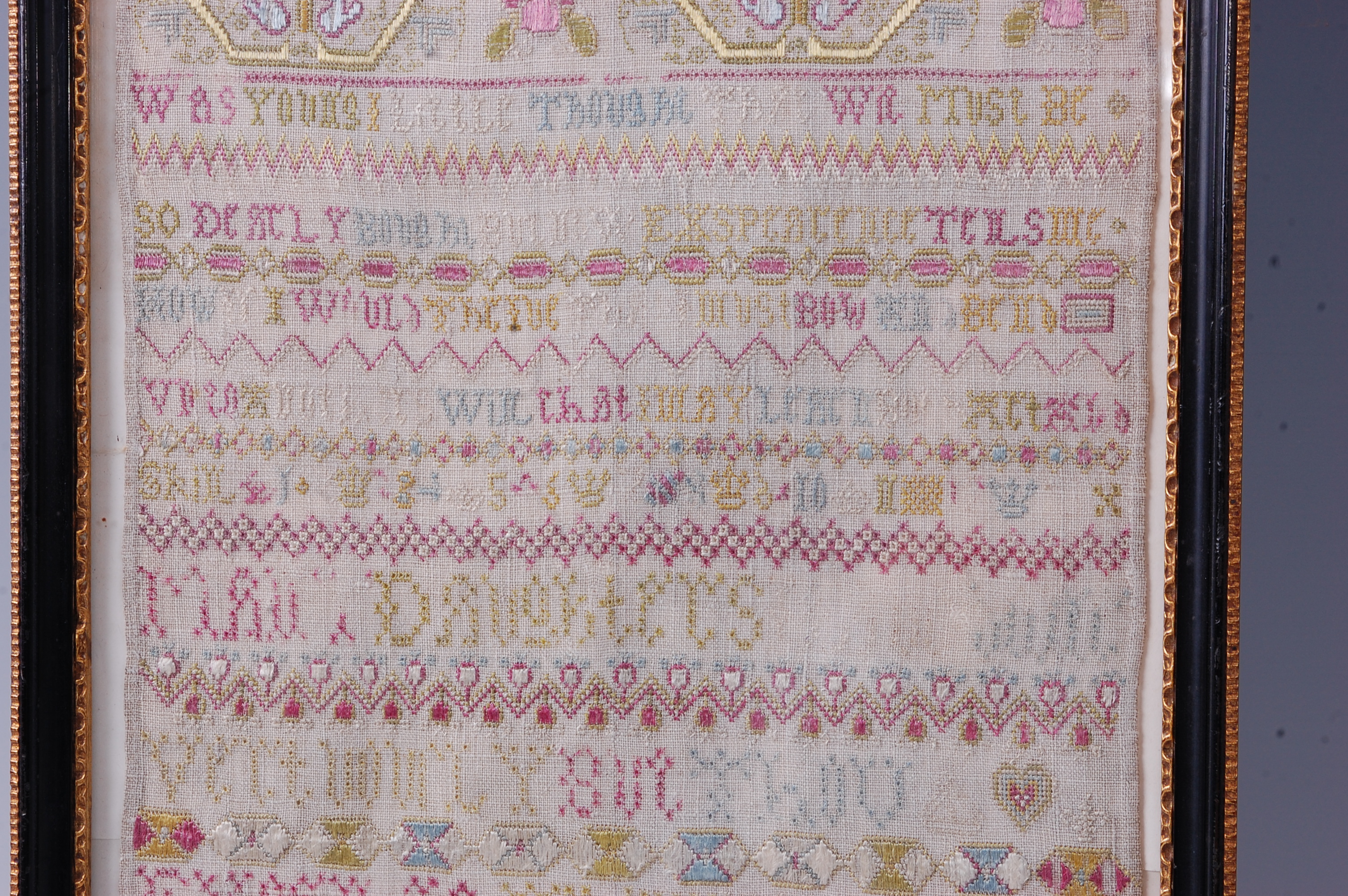An early 18th century needlework, verse, number and picture sampler, - Image 4 of 5