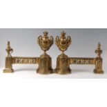 A pair of 19th century gilt brass andirons,