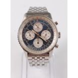 A gents steel Breitling Navitimer Twin Sixty chronograph wristwatch, with 24-hour hand,