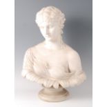 A Victorian Copeland parian bust of a maiden, raised on circular socle, impressed Copeland verso, h.