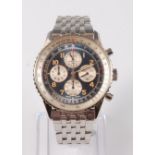 A gents steel Breitling Navitimer Airborne D33030 chronograph wristwatch, having fine outer scale,