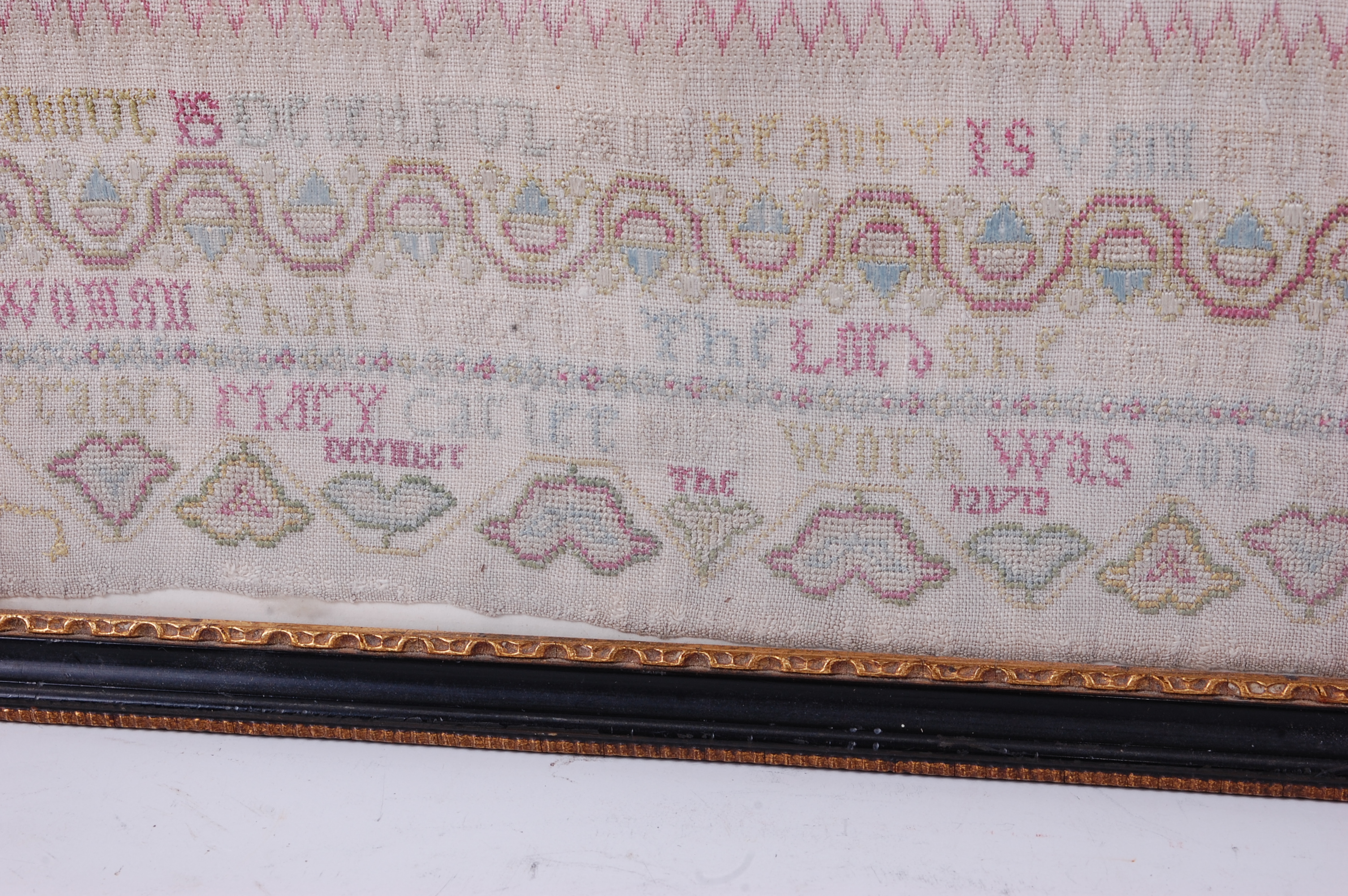 An early 18th century needlework, verse, number and picture sampler, - Image 2 of 5