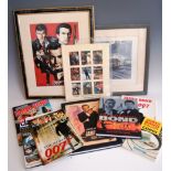 Mixed lot of James Bond pictures and books,